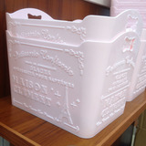 两件包邮日本大创面膜化妆品收纳盒巴黎铁塔浮雕纯白粉色桌面整理