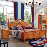 美式床儿童床实木单人床 男孩儿童家具套房1.2米青少年组合床
