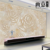 3d立体欧式浮雕电视背景墙壁纸客厅卧室无纺布墙纸大型壁画玫瑰花