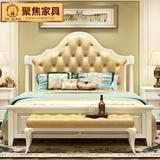 欧式床双人床实木床白色美式乡村公主床储物床全实木橡木婚床家具
