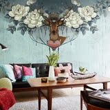 创意美术美式复古客厅卧室餐厅酒店背景墙纸壁纸大型壁画定制无缝