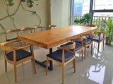 北欧宜家简约现代小户型长桌子时尚 铁艺餐台家具 实木餐桌椅组合
