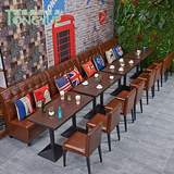 复古西餐咖啡厅靠墙卡座 个性定制 工业风餐饮奶茶店沙发桌椅组合