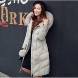 2016新款时尚韩版中长款加厚带毛领羽绒服女士修身羽绒衣冬装爆款