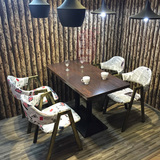 复古实木咖啡厅餐桌椅 甜品奶茶店沙发桌椅组合 西餐厅酒吧桌椅
