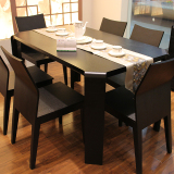 现代简约餐桌黑色小户型餐桌实木椅组合长方形4人6人餐厅创意餐桌
