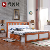 尚美林 地中海卧室成套房家具套装组合 纯实木床+床头柜+床垫