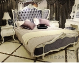 欧式床 实木雕花双人床布艺床新古典简约现代公主床法式婚床1.8米