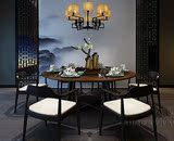现代新中式样板房圆餐桌椅 欧式新古典圆餐桌椅 别墅餐厅整套家具
