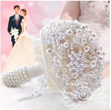 满天星花球新娘韩式手捧花结婚礼物珍珠水钻仿真豪华珍珠丝带花束