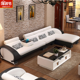 真皮沙发组合客厅时尚简约现代沙发个性转角大小户型沙发黑白创意