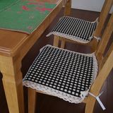 新款上市布艺经典黑白交叉花边椅垫坐垫全棉手工编织餐椅垫4545