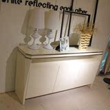 现代钢化玻璃创意餐边柜米白色欧式钢琴烤漆储物柜简约时尚包邮