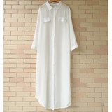 2014夏新款韩国防晒衣半透明衬衫裙超长宽松雪纺衫衬衫女开衫外套