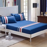 全棉地中海席梦思护套 纯棉蓝色条纹床笠床罩1.2米1.5米1.8米特价