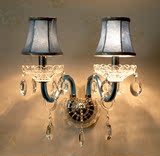 欧式地中海创意蓝色水晶蜡烛壁灯 墙壁卧室客厅会所别墅灯饰具