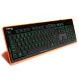 铂科KB6050三色背光键盘有线USB发超薄Pravix橙色边框发光支持