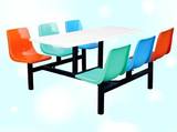玻璃钢六人位快餐椅/连体餐桌椅/食堂用桌椅/职工用桌椅/厂家直销