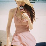 大红的春天－韩国复古连体小胸大胸保守显瘦遮肚加大码游泳衣 女
