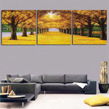 黄金大道幸福树 发财树客厅装饰无框画 沙发背景墙画黄金满地挂画