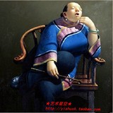 【艺术星空】纯手绘油画/无框画/装饰画/刘宝军/抽烟袋的女人23