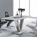 不锈钢白色大理石餐桌简约现代餐桌椅组合个性创意饭桌可定制餐台