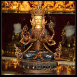 藏传佛教用品 进口正宗尼泊尔 青铜鎏金纯铜密宗佛像 四臂观音1尺