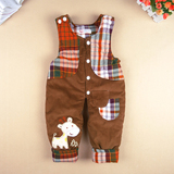 纯棉0-1-3岁男女儿童宝宝背带棉裤加厚婴儿开裆背带裤冬装灯芯绒