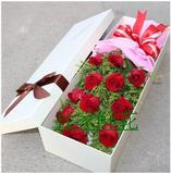 西安鲜花同城速递 长方形鲜花礼盒玫瑰花 精美生日玫瑰花束礼盒