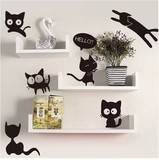 小黑猫柜子装饰墙贴卧室温馨门贴画可爱猫咪客厅宿舍自粘墙壁贴纸
