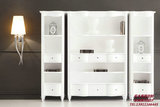 锦尚家具定制 实景拍摄 后现代新古典实木白色亮光烤漆组合书柜