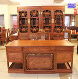 东阳红木家具 缅甸花梨木书桌椅书柜组合 中式仿古红木家具