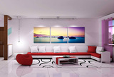 大海风景画客厅装饰画现代简约装饰壁画客厅 三联画沙发背景墙画