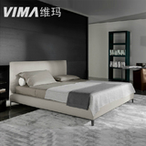可拆洗布艺床 维玛现代简约卧室布艺床1.5米 1.8米双人床软床定制