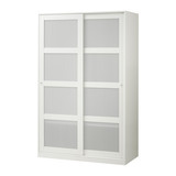 宜家代购IKEA 克维纳 双滑门衣柜 简约衣橱 白色