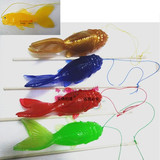 批发 全实心软胶弹性带杆钓鱼玩具 5色 彩色金鱼 小儿益智玩具