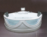 双人按摩浴缸扇形冲浪情侣浴盆欧式豪华亚克力恒温1.60X1.60米