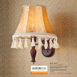 现代简约单头布艺橡木壁灯卧室创意木质床头灯欧式工程实木壁灯具