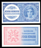 【欧洲】全新UNC 捷克斯洛伐克1946年1克朗 送礼收藏 外币 纸币