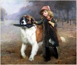 精准印花 DMC十字绣套件 欧式油画 人物 世界名画 女孩与狗狗