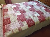外贸出口欧洲精品法式乡村红色蕾丝爱心纯棉手工绗缝水洗被 床盖