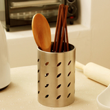 欧润哲外贸正品加厚不锈钢厨房圆形筷子筒放勺子筷子笼沥水收纳桶