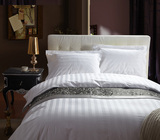 60S宾馆酒店床上用品全棉贡缎3公分缎条单件单人双人被套批发定做