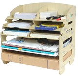DIY创意木质办公桌面A4文件收纳柜办公置物架票据杂志整理盒BG21