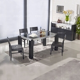 2014简约 铝合金包边钢化玻璃餐桌 黑色橡木贴皮 时尚长桌玻璃台