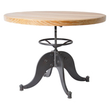 大圆形新品特价仿古铁艺松木圆桌餐桌可旋转可升降茶几桌椅实木