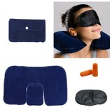 子母枕旅行三件套 便携充气护颈枕遮光眼罩防噪音耳塞组合可定制