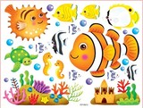韩国玻璃瓷砖贴纸儿童马桶冰箱贴画创意镜面家具墙贴鱼防水85013