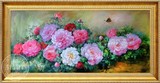 瑞堂 客厅油画手绘油画中式牡丹油画 花卉装饰画 富贵牡丹画13197