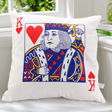 个性创意扑克牌抱枕靠垫时 尚沙发床头靠垫抱枕 金典扑克牌红心K